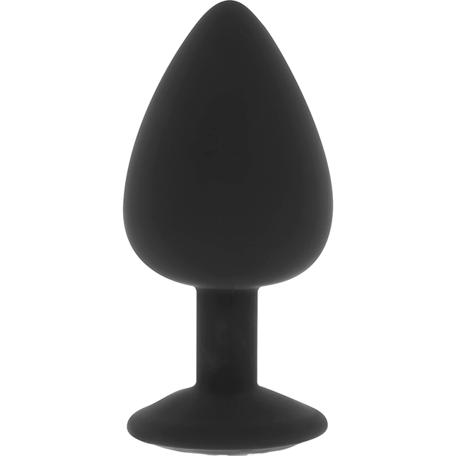 Ohmama diamant-analplug aus schwarzem silikon in größe L mit glattem tropfenförmigem Kopf und abgerundetem Boden