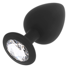 Schwarzer silikon-analplug ohmama mit facettiertem kristall im sockel größe l 9 cm