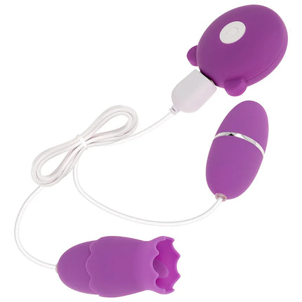 Ohmama doppelsimulator lila silikon vibrator mit weißer ladestation und silbernem akzentband mit 10 vibrationsmodi