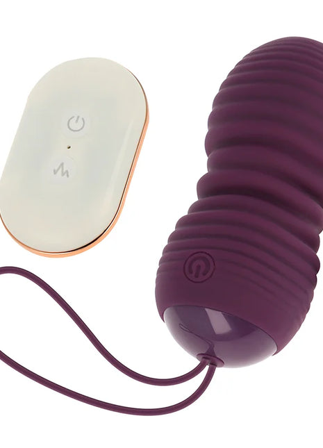 Lila ribbige silikon ei vibrator mit fernbedienung und kabel von ohmama mit 7 auf- und abmodi