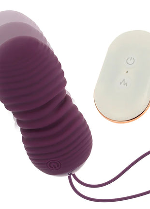 Lila ohmama fernbedienung ei aus geripptem silikon mit sieben auf- und ab-modus und passendem kabel und fernbedienung