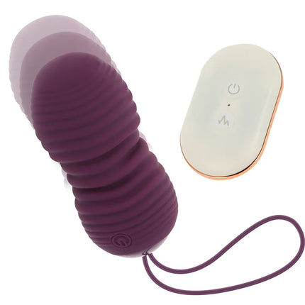 Lila ohmama fernbedienung ei aus geripptem silikon mit sieben auf- und ab-modus und passendem kabel und fernbedienung