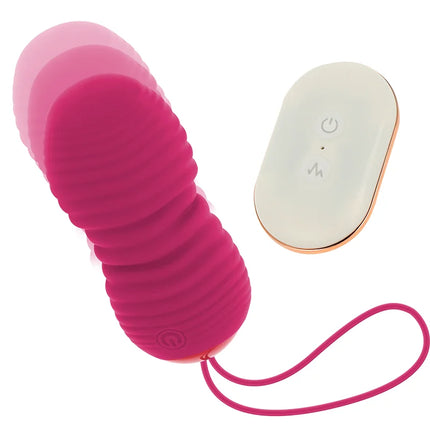 Fuchsia silikon vibratorei mit 7 modi und rosegold akzent fernbedienung von OHMAMA für angenehme stimulation
