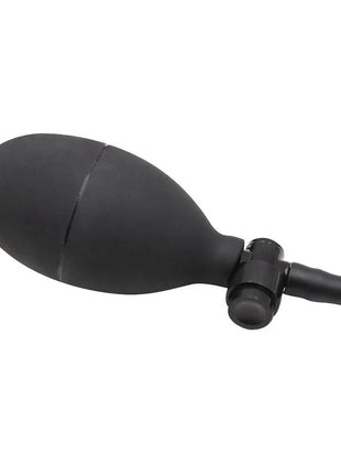 Ohmama fetisch aufgeblasener analplug mit schwarzer gummiballonpumpe und kurzem schlauch aus gummi