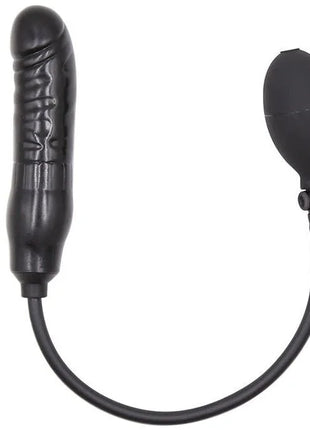 Schwarzer aufblasbarer analplug ohmama fetisch mit strukturierter oberfläche und ballonpumpe