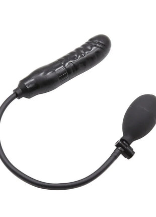 Schwarzer silikon analplug mit aufblasbarem ballon und schlauch von ohmama fetisch aufgeblasener analplug