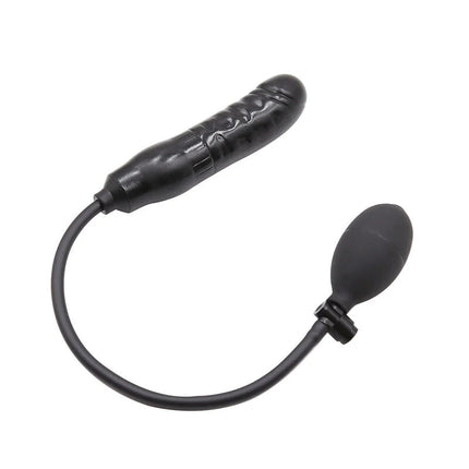 Schwarzer silikon analplug mit aufblasbarem ballon und schlauch von ohmama fetisch aufgeblasener analplug