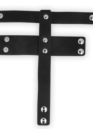 Ohmama fetisch-keuschheits-lederband schwarzes lederarmband t-förmig mit silberfarbenen nieten
