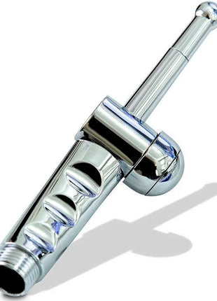 Ohmama fetisch metallischer analeinlauf mit chrom-finish, elegantem, länglichem duschkopf und drei runden düsen