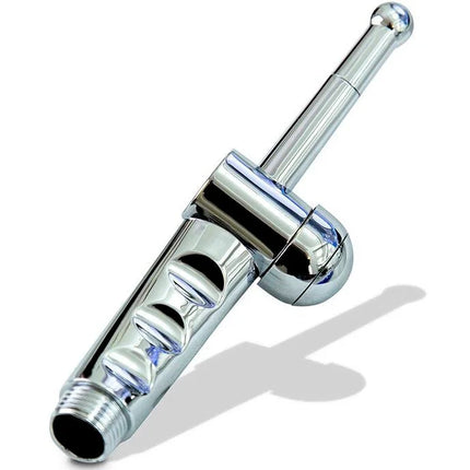 Ohmama fetisch metallischer analeinlauf mit chrom-finish, elegantem, länglichem duschkopf und drei runden düsen