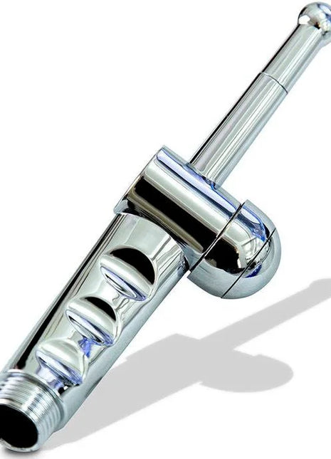 Ohmama fetisch metallischer analeinlauf mit chrom-finish, elegantem, länglichem duschkopf und drei runden düsen