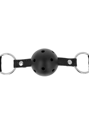 Ohmama fetisch schwarzer ballknebel aus atmungsaktivem silikon mit metallringen und verstellbaren riemen