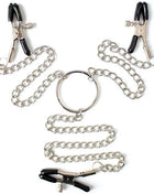 Set aus drei silbernen metallnippelklammern mit schwarzen griffen und verstellbaren schrauben von ohmama fetish