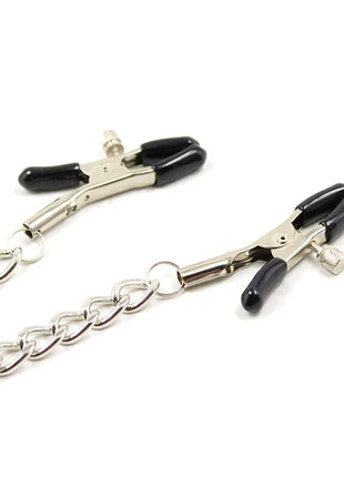 Silberne ketten mit schwarzem griff metal nippenklemmen für fetisch von ohmama