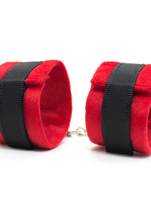 Rot schwarze samt handgelenk fesseln mit metallkette verbindung aus dem ohmama fetish 5-teiliges bondage-set