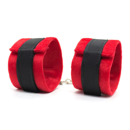 Rot schwarze samt handgelenk fesseln mit metallkette verbindung aus dem ohmama fetish 5-teiliges bondage-set