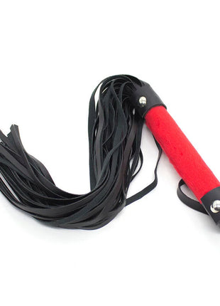 Ohmama fetish rot schwarzer lederflogger mit gepolstertem griff und metallschrauben im 5-teiliges bondage-set