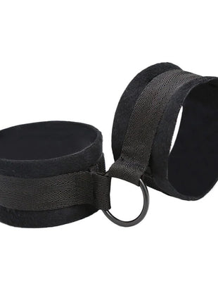 Ohmama fetish anfnger-handschellen schwarze stoffhandschellen mit metallring und verstellbarem riemen