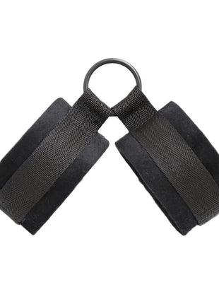 Ohmama fetish schwarze stoff handschellen mit zentralem metallring für bondage und rollenspiele