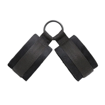Ohmama fetish schwarze stoff handschellen mit zentralem metallring für bondage und rollenspiele