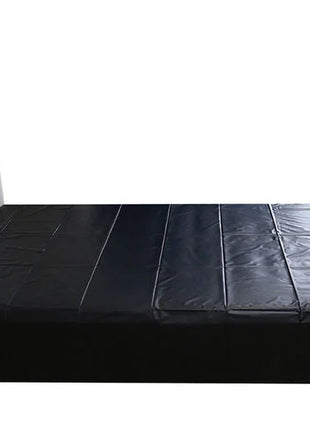 Ohmama fetish einweg pvc blätter schwarze wasserdichte bettlaken mit glänzendem finish auf weißem metallbettgestell
