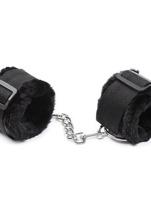 Ohmama fetish schwarze gefütterte handgelenkfesseln mit fell, verstellbaren riemen und metallkette
