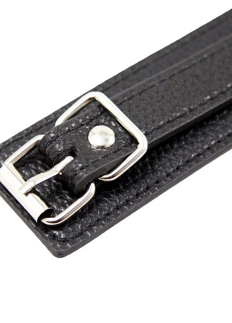 Ohmama fetish halskette mit schwarzen lederband und silberner metallschnalle mit schlangenmuster