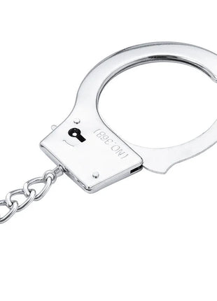 Shiny silberne metall handschellen mit kettenglied und schloss mechanismus von ohmama fetish
