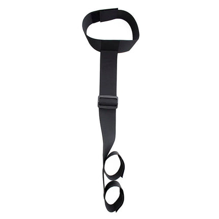 Schwarzer nylon handschellen mit verstellbarer schnalle und zwei schlaufen aus der ohmama fetish kollektion