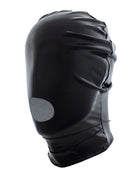 Ohmama fetish hut mit augen bedeckt schwarzes glänzendes latex kopfbedeckung mit grauem kreisförmigem patch über den augen