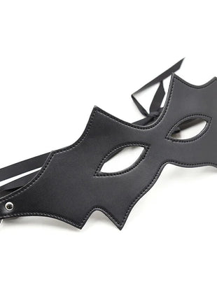 Ohmama fetish katzenmaske schwarzer kunstleder bat mask mit genähten kanten und verstellbaren riemen