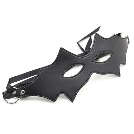Ohmama fetish katzenmaske schwarzer kunstleder bat mask mit genähten kanten und verstellbaren riemen