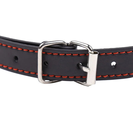 Ohmama fetish knochenknebel ledergürtel schwarz mit kontrastnaht orange und silberner schnalle