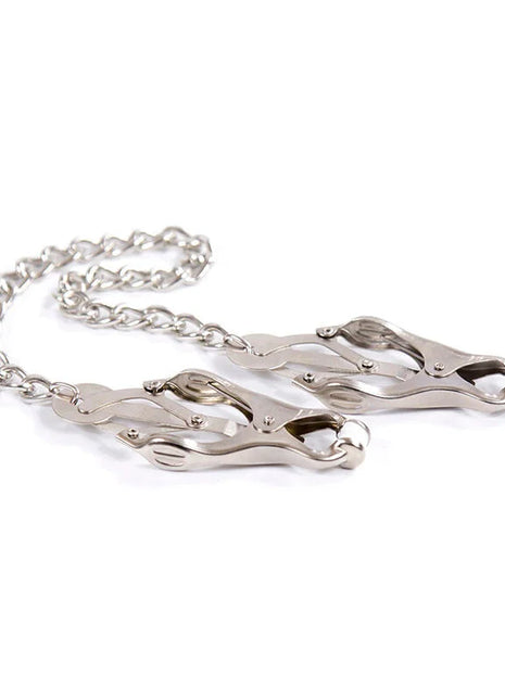 Ohmama fetish metallklemmen mit kette silberfarbene metallbrustklemmen mit kette und schrauben