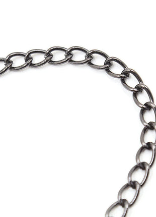 Ohmama fetish metallklemmen mit schwarzer ketten in mattem dunkelgrauen metall mit ovale glieder
