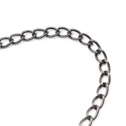 Ohmama fetish metallklemmen mit schwarzer ketten in mattem dunkelgrauen metall mit ovale glieder