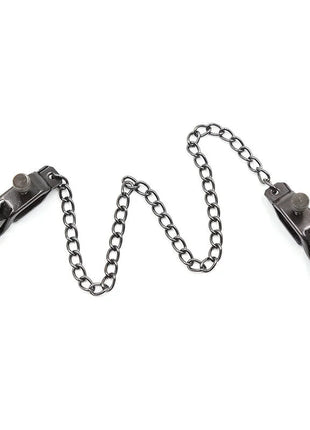 Ohmama fetish metallklemmen mit schwarzer kette zwei clipenden mit abgerundeten knöpfen und kleinen schlaufen