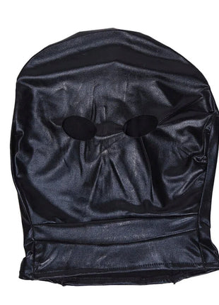 Ohmama fetish mundabdeckungshut schwarzer glänzender kunstleder balaclava mit augenlöchern und naht unten