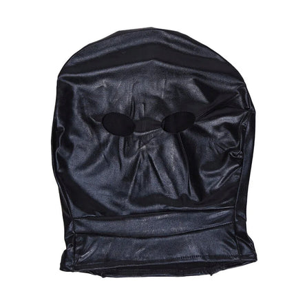 Ohmama fetish mundabdeckungshut schwarzer glänzender kunstleder balaclava mit augenlöchern und naht unten