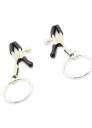 Ohmama fetish schwarze und silberne metall nippelklemmen mit ringen für einfachen griff und befestigung