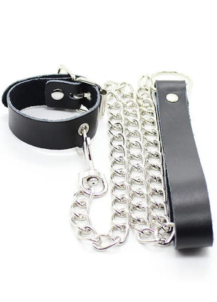 OHMAMA FETISH - PENIS-HALSKETTE UND LEDERARMBAND MIT METALLKETTE - Halskette