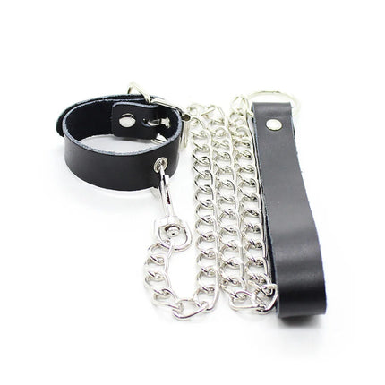 OHMAMA FETISH - PENIS-HALSKETTE UND LEDERARMBAND MIT METALLKETTE - Halskette