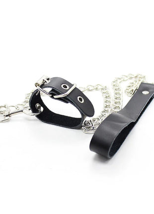 OHMAMA FETISH - PENIS-HALSKETTE UND LEDERARMBAND MIT METALLKETTE - Halskette