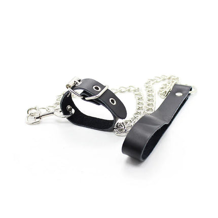 OHMAMA FETISH - PENIS-HALSKETTE UND LEDERARMBAND MIT METALLKETTE - Halskette