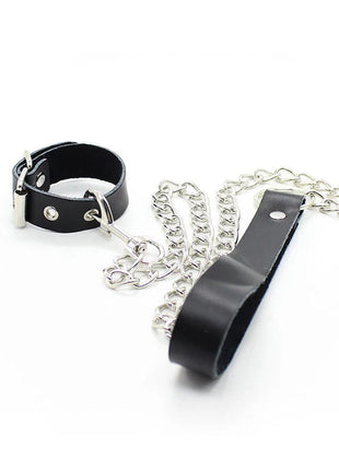 OHMAMA FETISH - PENIS-HALSKETTE UND LEDERARMBAND MIT METALLKETTE - Halskette