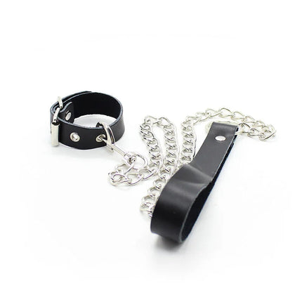 OHMAMA FETISH - PENIS-HALSKETTE UND LEDERARMBAND MIT METALLKETTE - Halskette