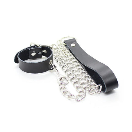 OHMAMA FETISH - PENIS-HALSKETTE UND LEDERARMBAND MIT METALLKETTE - Halskette