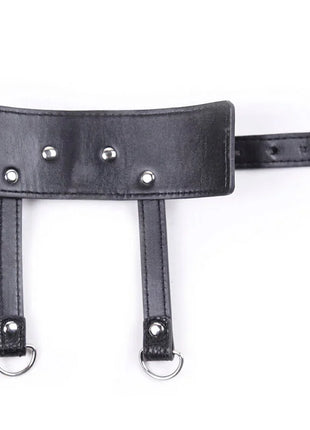 Ohmama fetish penis-stützhülle mit riemen aus schwarzem leder mit silbernen nieten und d-ringen