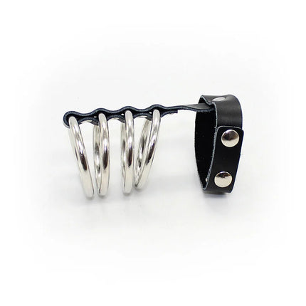 Ohmama fetish penishülle aus schwarzem leder mit silbernen metallringen für fetish zwecke