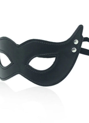 Ohmama fetish schwarze pu-ledermaske mit silbernen nieten und verstellbarem riemen